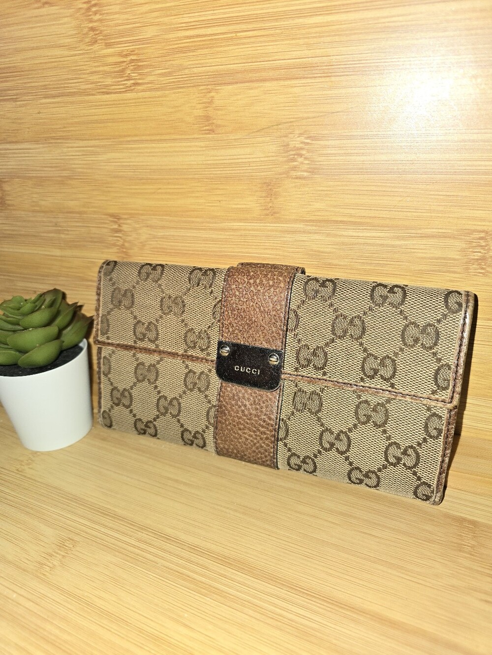 Gucci Monogram Snap Long Wallet